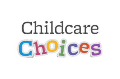 Childcare Choices logo, colourful letters